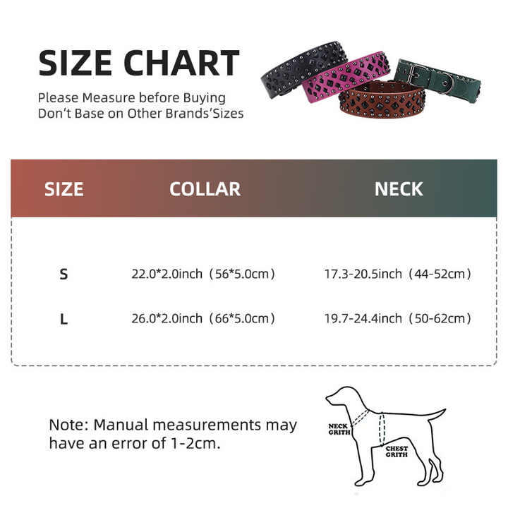 Size S Pink 1 pack Stylish PU Leather Dog Collar with Spikes - Adjustable, Durable & Comfortable for Medium to Large Breeds