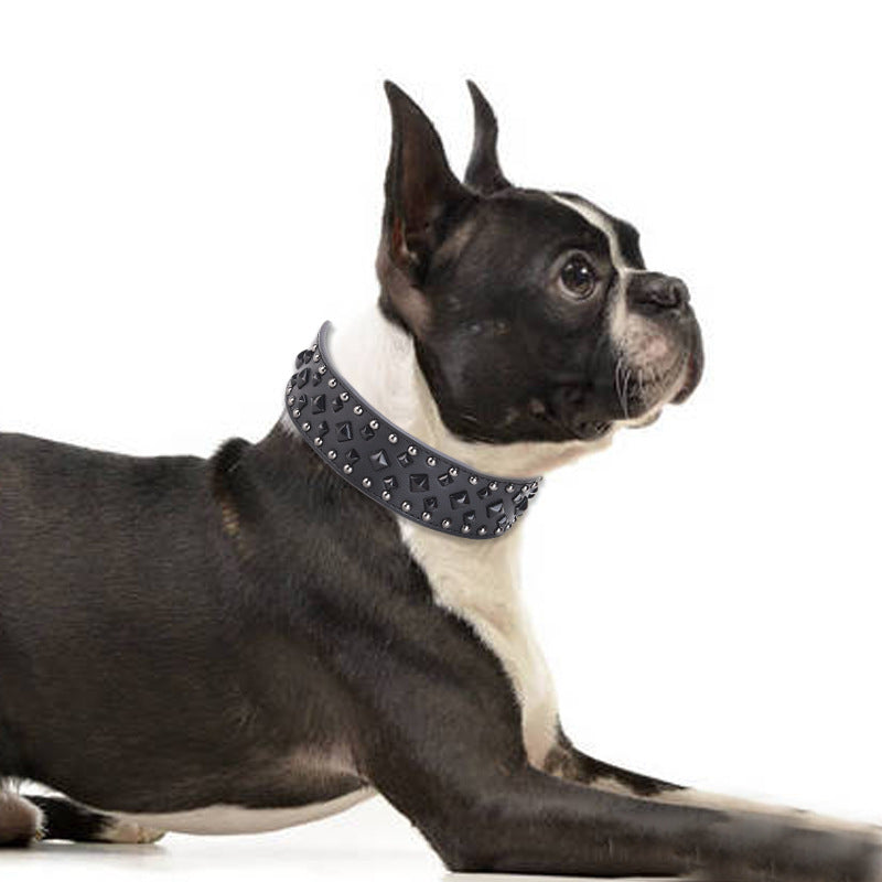 Size L Green 1 pack Stylish PU Leather Dog Collar with Spikes - Adjustable, Durable & Comfortable for Medium to Large Breeds