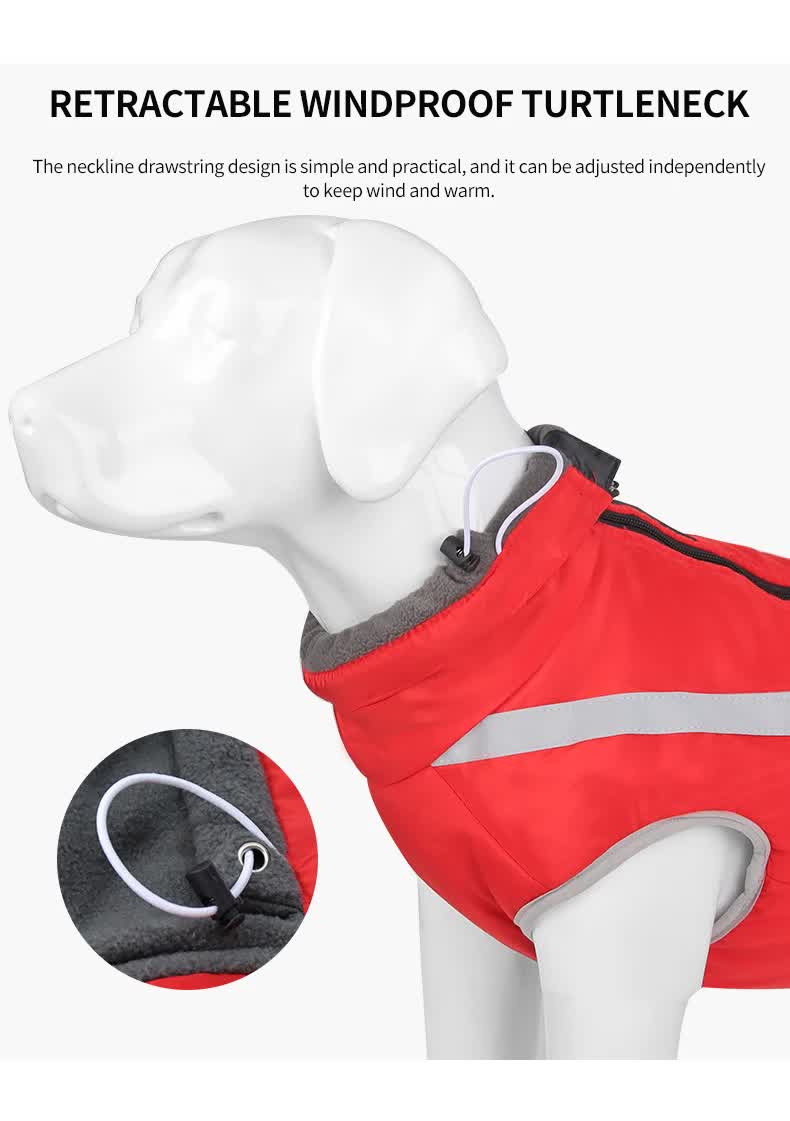 Size 5XL Pink Reflective Winter Dog Jacket - Warm & Waterproof Outdoor Coat for Large Breeds