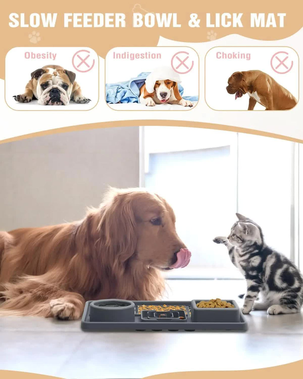 Blue Multi-Functional Pet Slow Feeder Lick Mat - Durable Food-Grade Silicone Anti-Bite Bowl for Dogs