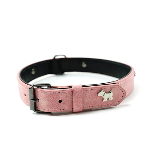 2 PCS Pink Soft Leather Dog Collar - Adjustable & Durable for Medium/Large Dogs XS-���42*1.5cm���