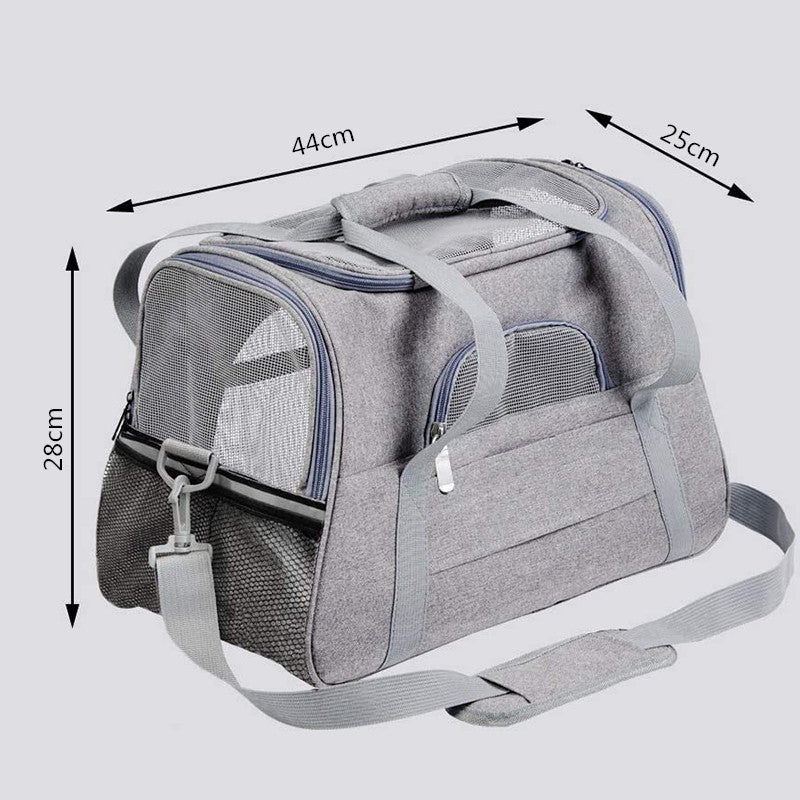 Portable Pet Bag for Small Dogs and Cats - Light pink Travel Tote with Pet Mat (44x25x28cm)