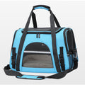 Portable Pet Bag for Small Dogs and Cats - Light blue Travel Tote with Pet Mat (44x25x28cm)