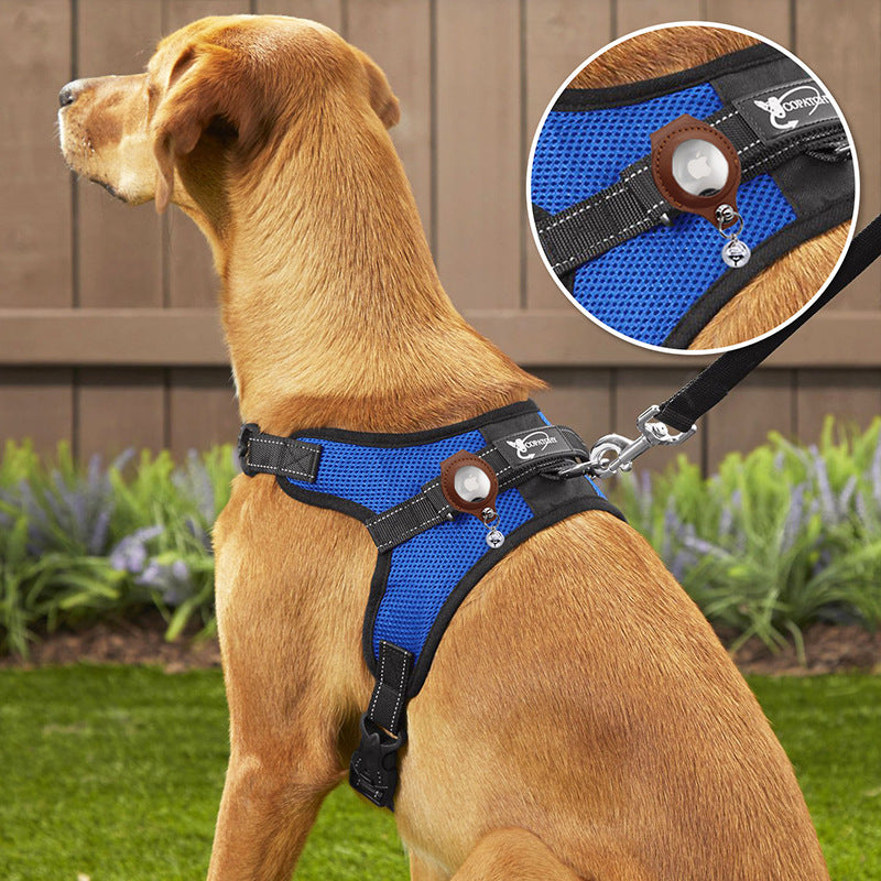 XL Orange Secure Nylon Dog Collar with Built-in Apple AirTag (not included) Holder Case - Pet Tracker Accessory