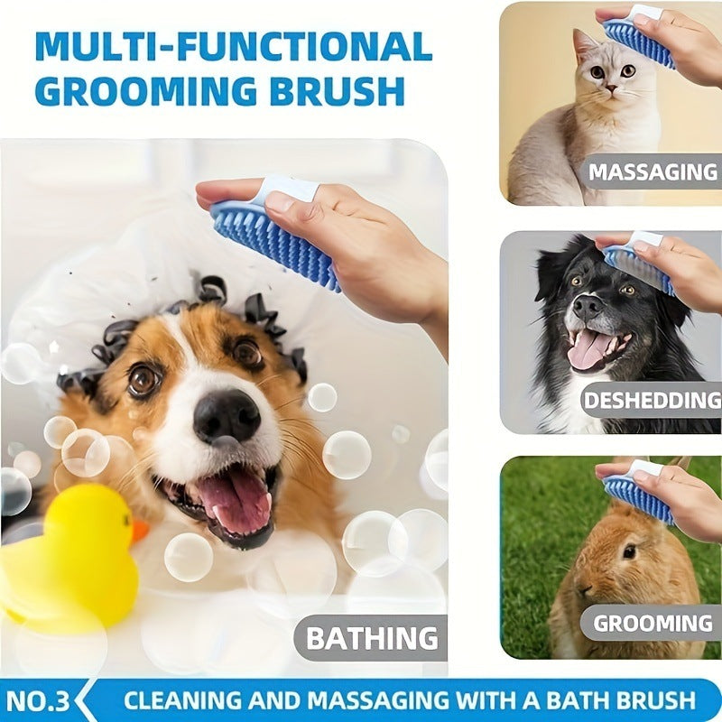 Pink 6-Piece Dog Grooming Bath Set - Absorbent Microfiber Towels & Wash Mitts for Shiny Coats
