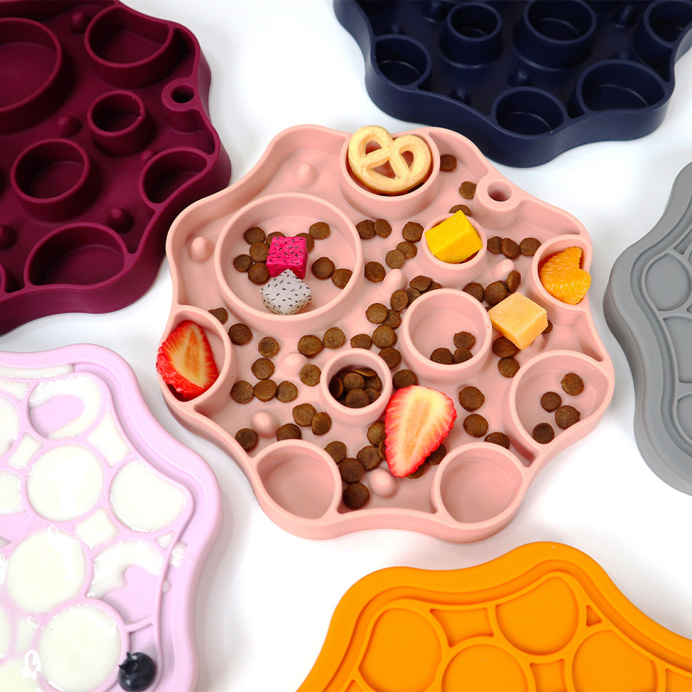 Silicone Dog Slow Feeder and Licking Mat - 2 in 1 Puzzle Bowl for Dog Slow Feeding(orange)