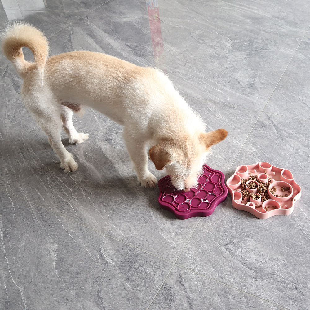 Silicone Dog Slow Feeder and Licking Mat - 2 in 1 Puzzle Bowl for Dog Slow Feeding(orange)