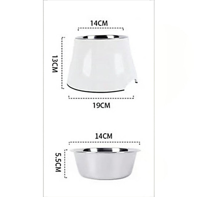 Elevated Pet Feeding Bowl with Stainless Steel Inner - Promotes Healthy Digestion & Reduces Neck Strain(White)