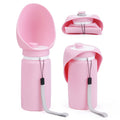 Pink Portable Pet Dog Water Bottle 550ml - Foldable Food-Grade Silicone Travel Drinker with Leak-Proof Dispenser