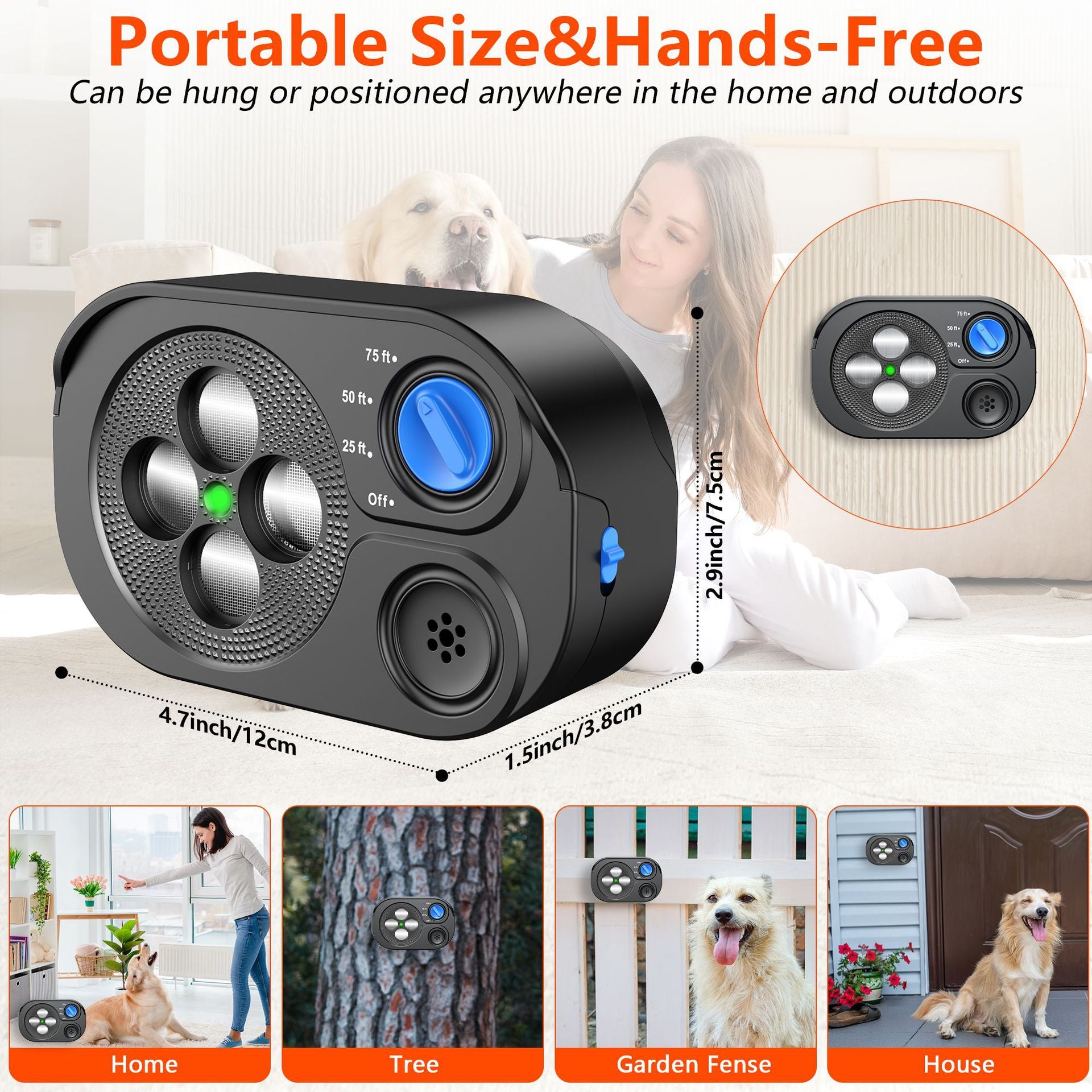 White Grey Ultrasonic Anti-Bark Dog Trainer - Safe and Effective Bark Control Device