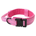 XL Pink Tactical Dog Collar - Heavy Duty Nylon Pet Collar for Medium & Large Dogs, Adjustable (3.8cm Width) 