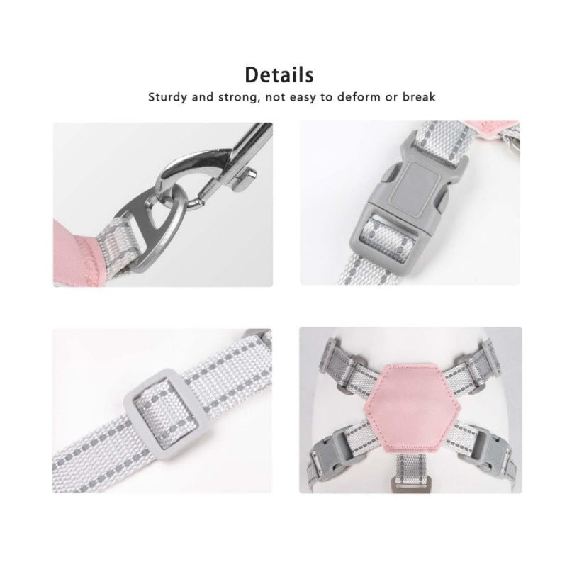 Yellow Reflective X-Style Dog Harness with Leash for Small Breeds